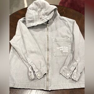 ZARA-Kids Gray Hooded jean Jacket